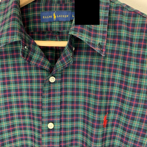 Ralph Lauren Green Plaid Button Down Shirt Size L - Picture 3 of 5